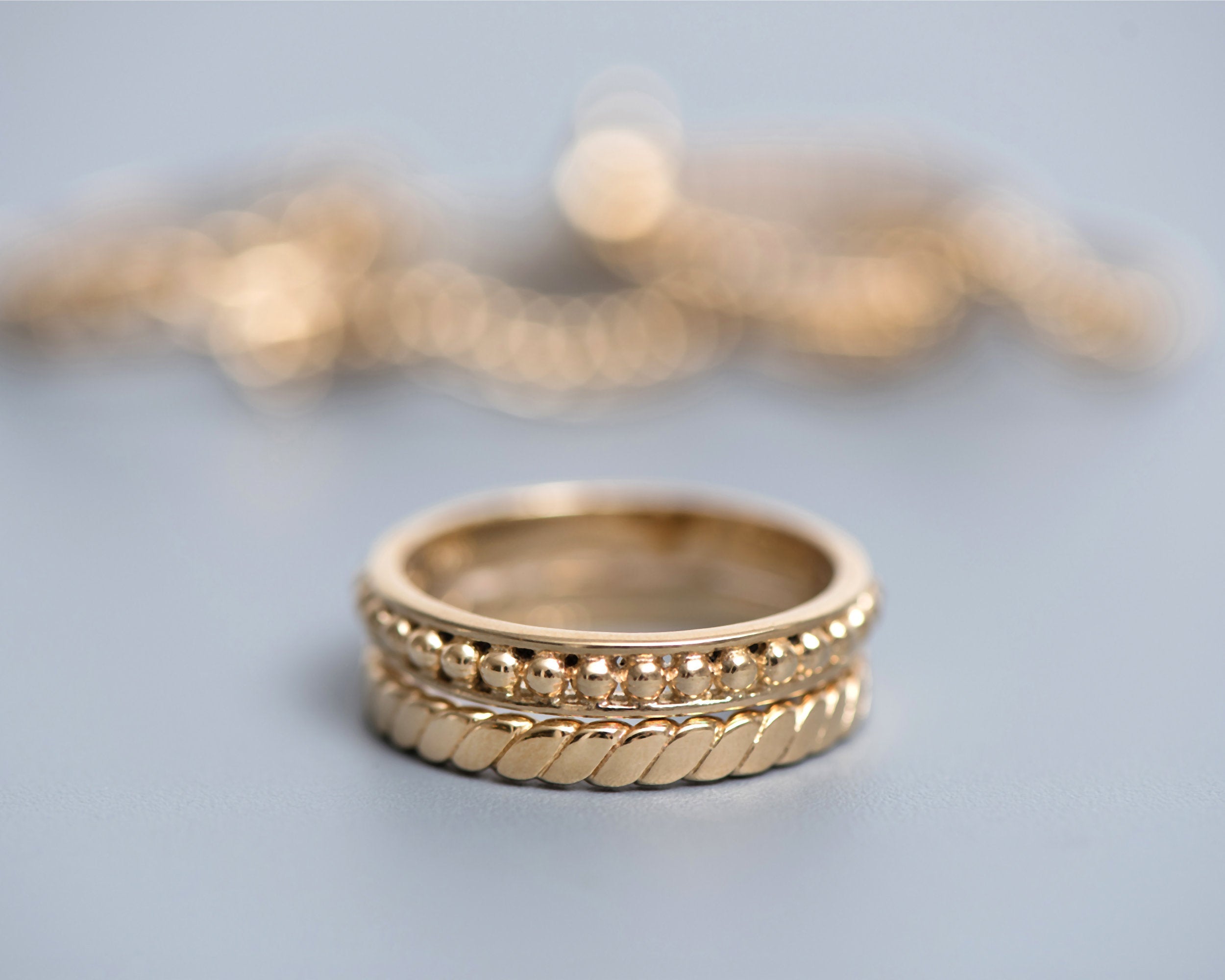 Solid Gold Hammered Stacking Ring